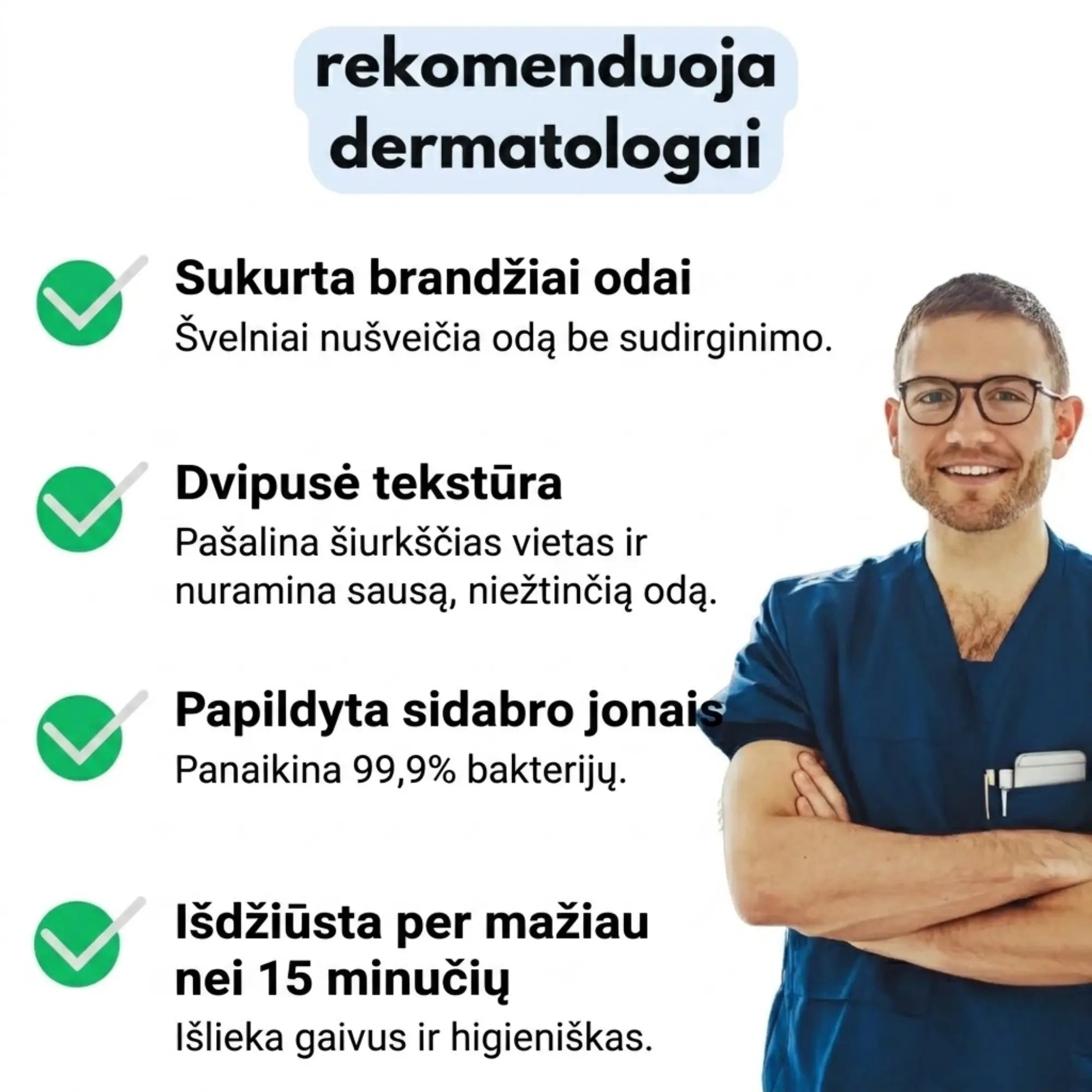 Šveičiamasis antibakterinis dušo rankšluostis